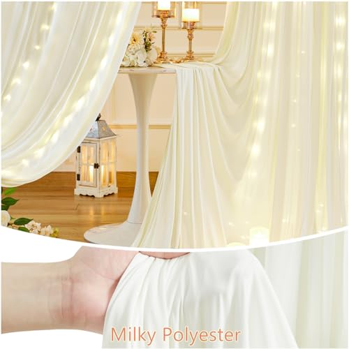 Cortinas de Fondo Marfil 10x10ft con Luces para Fotografía miniatura 4
