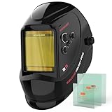 YESWELDER Large View Auto Darkening Welding Helmet, Blue Light Blocking, 1/1/1/1 True Color Solar Powered Welder Hood Mask with 4 Arc Sensors, Wide Shade 3/5-9/9-13 for TIG MIG ARC CUT and GRIND