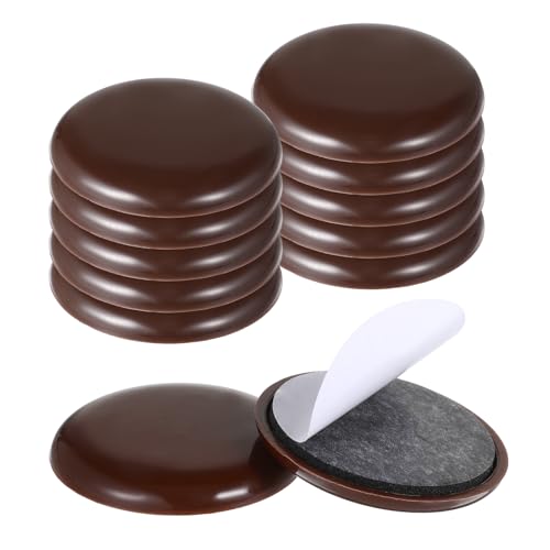 12Pcs Furniture Sliders for Carpet 2-inch Self Adhesive Chair Gliders Stick Furniture Movers for Easy Moving on Carpet and Hardwood Floors(Coffee)