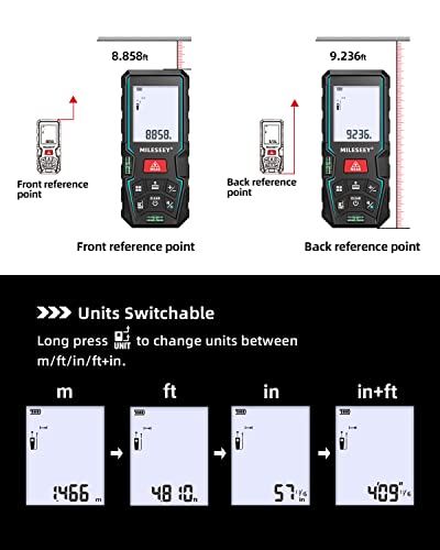 50M Laser Measure Device With Phone App,Mileseey Laser Meter With 2 Spirit Level Bubbles, ±2Mm Accuracy,Pythagoras, Area And Volume,2" Lcd Backlit,Mute, Battery Included #TOP5