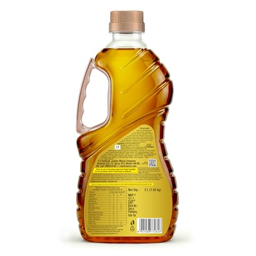 Image of Saffola Cold Pressed Mustard Oil | 100% Cold Pressed Mustard Seed Oil | Kachi ghani Mustard Oil, 0 trans fat, Unrefined, Chemical free | Helps Manage Cholesterol, Goodness of Omega 3 with Authentic Seed Flavour | 2L Pet Bottle