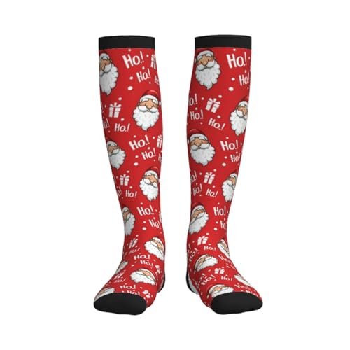 Christmas Santa Ho Compression Socks For Women Men Knee High Running Socks For Running