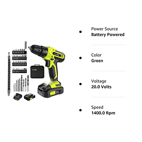 Akku-Bohrschrauber - 20V mit Akku & Ladegerät, Schlagbohrschrauber Set für Zuhause, Bohrschrauber stufenloser Geschwindigkeitsregelung, elektrische Bohrmaschine Combo Kit (Akku Ladegerät enthalten) – Bild 8
