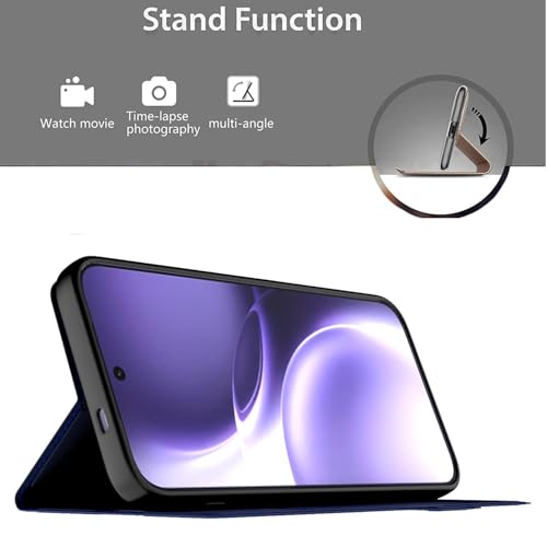 Image of Kapa Noble Slim Magnetic Leather Flip Case Cover for Vivo X300 Pro 5G | Card Holder Stand Flip Wallet Case (Blue)