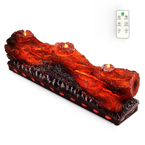 DAINIQUKANHAI Electric Fireplace Logs Realistic Flame Effect with Candle LED Flame Light USB Powered 16 Inches Electric Fireplace Insert Log Remote Control Home Decoration