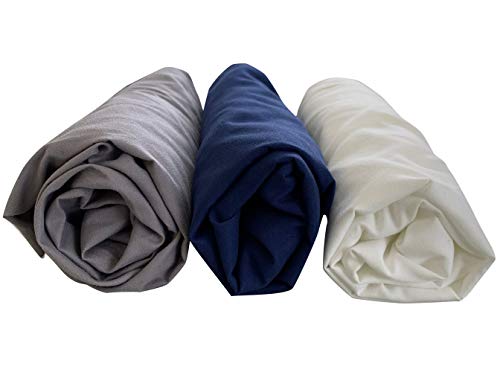 Amrose 3 Pack Heavenly Soft Bassinet Sheets For Baby Boys, Universal Fitted For Various Cradle And Bassinet Mattress Pad, Silk Touch Gentle Breathable Microfiber, White & Gray & Navy Blue #TOP5