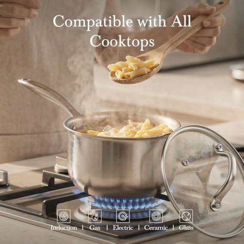 Image of Tri-Ply Stainless Steel Pot 1.5Qt & 2.5Qt with Lids