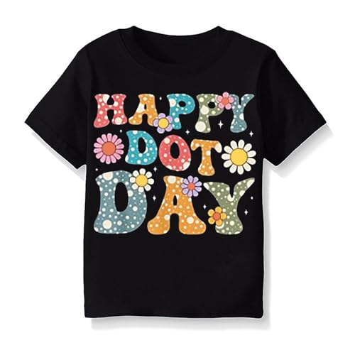 Kids Girls Boys Happy Dot Day Flowers Print T Shirt Cotton Soft Tops Casual 2025 Letter Short Toddler Shirt Clothes