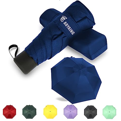 Gaoyaing Mini Travel Umbrella Sun&Rain Lightweight Small And Compact Suit For Pocket Parasol With 99% Uv Protection For Women Men Kids Navy Blue, 39 Inches #TOP7