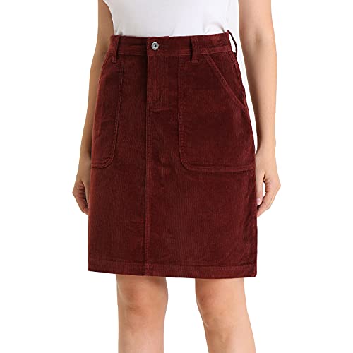 Women Corduroy Skirts Knee Length Ladies High Waisted Stretchy Denim Casual Mid Skirt Wiht Pockets