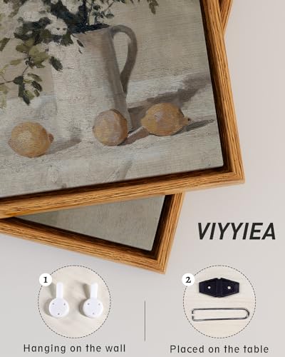 Viyyiea Vintage Landscape Wall Art, Nature Wilderness Scenery Paintings Decor Aesthetic, Framed Canvas Print Artwork, Retro Farm Landscape Wall Pictures thumb #1