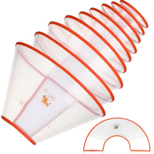 Image of Paterr 9 Pcs Soft Dog Cone Collar Adjustable Protective for Pet Flexible Plastic Cone for Dog After Surgery Recovery E Collar for Wound Healing Small Medium Large (Orange Border)