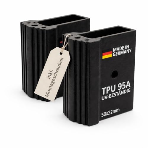 Lot de 2 pieds d'échelle 50 × 22 mm – Pied de rechange de qualité supérieure pour traverses – Capuchon robuste en TPU avec vis antidérapant, durable et ajustement parfait – Fabriqué en Allemagne