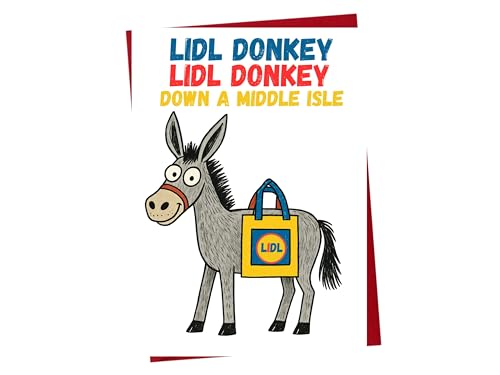 Funny Lid'l Donkey Christmas Card – Cheeky Middle Aisle Xmas Card for Him Her Friends Colleagues XMJBS15