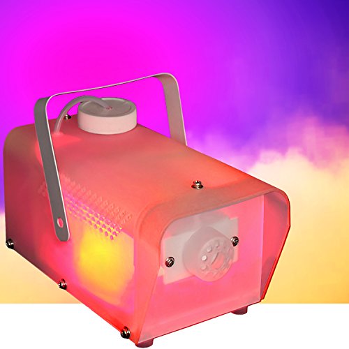 Máquina de humo con luces LED multicolor de 400 W y control remoto cableado para fiestas y DJ miniatura 1