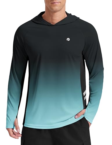 Image of PINSPARK Men's UPF 50+ Sun Shirts Long Sleeve Fishing Hoodie, UV Protection Rash Guard for Outdoor Hiking Running Swim Shirt