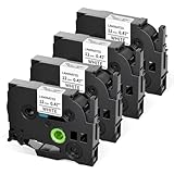 Upwinning Tze 231 Tape Cassette 12mm Black on White Kompatibel mit Brother P touch Schriftband 12mm,(kompatibel für Brother Beschriftungsgerät PT-H110 H100LB/R H105 E100/VP D200/BW/VP D210/VP), 4 Pack