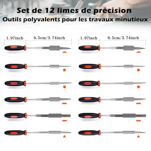 Navegando 17Pcs Metal File Set - 4× T12 Steel Files & 12× Bearing Steel Needle Files | Non-Slip Grip | Oxford Case | for Metal, Wood, Automotive DIY 3 Navegando 17Pcs Metal File Set - 4× T12 Steel Files & 12× Bearing Steel Needle Files | Non-Slip Grip | Oxford Case | for Metal, Wood, Automotive DIY - Image 3