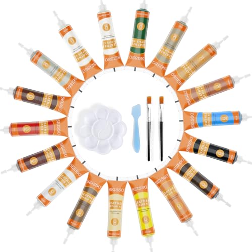 18 Colors Leather Repair Kit for Furniture and Vinyl Repair Kit for Refurbishing Upholstery, Couch, Boat, Car Seat, Shoes and Jacket - Leather Dye Kit - A Simple and Convenient Leather Repair Solution