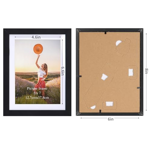Lyeasw 5x7 Picture Frame Black Set of 15, Display Pictures 6x8 without Mat or 5x7 with Mat, Multi Photo Frames for Wall or Tabletop - Image 5