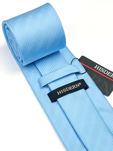 Image of HISDERN Mens Tie Striped Ties and Handkerchief Set Business Formal Woven Pocket Square Wedding College Stripe Necktie