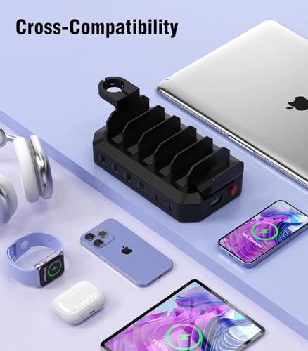 95W Fast Charging Station for Multiple Devices, 6-Port USB Charging Dock - image 7