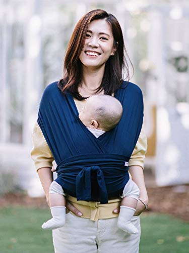 Konny Baby Carrier Elastech Luxury Carrier Wrap, Easy to Wear Baby Wrap Carrier, Perfect Essentials Cloths for Newborn Babies up to 44 lbs, (Navy, XXL) - Thumbnail 6