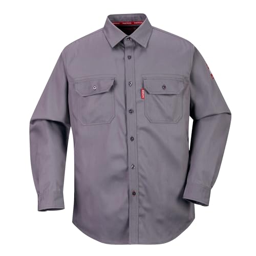 Portwest Camisa Bizflame 88/12, Tamaño: 4XL, Color: Gris, FR89GRR4XL