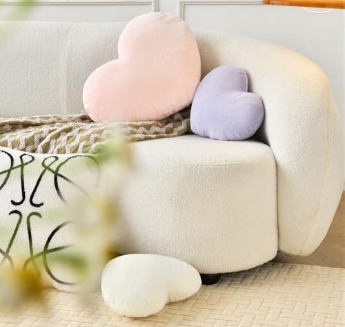 Petrella Throw Pillows Heart Pillow Cute Fuzzy Pillows For Bed Livingroom Home Decor Cushion Decorative Aesthetic Preppy Pillows White,Small 13 Inchx10 Inch thumb #2