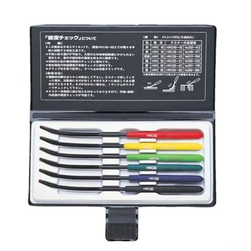 HpLive Lot de 6 testeurs de dureté MA00600 pour HRC40-HRC65 - Limes marquées par couleur pour tester les surfaces plates, incurvées et intérieures