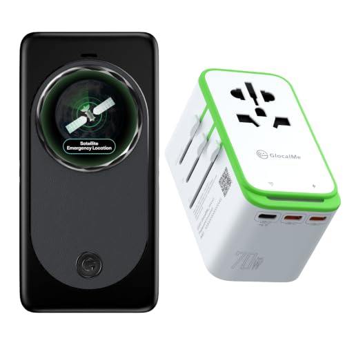 Image of GlocalMe RoamPlug Universal Travel Adapter and MeowGo G50Max 5G Mobile Hotspot, NTN Satellite Communication(SMS), Portable WiFi Hotspot for Travel in 200+ Regions