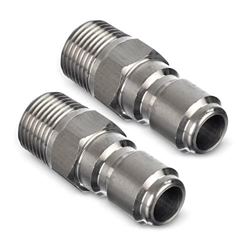 Pressure Washer Quick Connect Fittings By Essential Washer, Stainless Steel 3/8 Inch Male Npt Pressure Washer Plug - Set Of 2, Works With Most Stainless Steel Or Brass Pressure Washer Couplers #TOP5