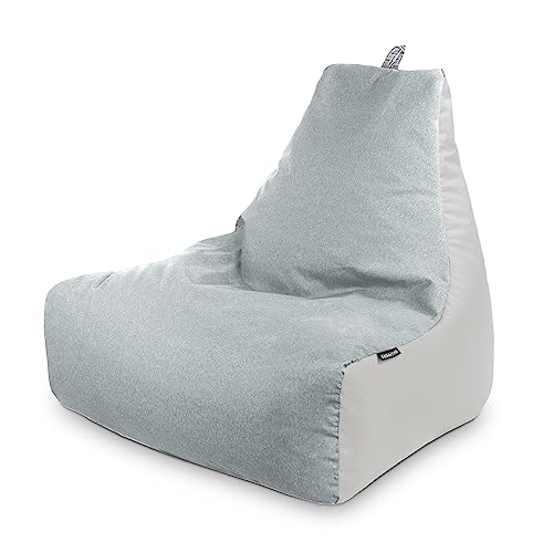 Happers Pouf Salon et Jardin Gris Claire avec Rembourrage Inclus. Tissu Antitaches.