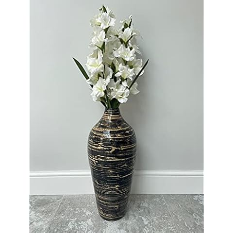 Marissa's Gifts Black & natural bamboo tall vase 54cm floor vase or table vase Cover
