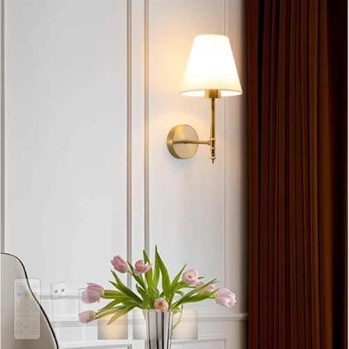 Aplique de pared moderno de tela y hierro oro regulable premium