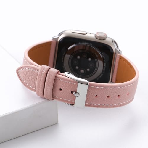 Thin Slim Soft Goatskin Women Leather Watch Bands for Apple Watch 38mm 40mm 41mm 42mm, Small Wrist Watch Band Lightweight Elegant Replacement Straps Compatible with iWatch SE 11 10 9 8 7 6 5 4 3 2 1