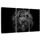 ElephantStock - Ziggy Portrait Wall Art - Horizontal Multi Panel Canvas - 3 Piece Living Room Wall Decor - Photography Dog Multi Piece Wall Art - Black And Gray Decor by Brian Carson - 23" x 14"