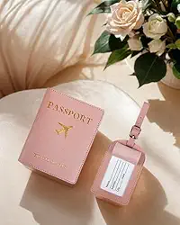 Etiqueta de bagagem para viagem, conjunto de porta-passaporte, elegante e prático, rosa, Esportivo