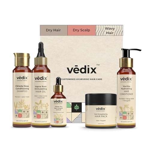 Vedix Ayurvedic Hair growth Kit for Dry Hair, Dry Scalp, Wavy Hair (5 Items in the set)