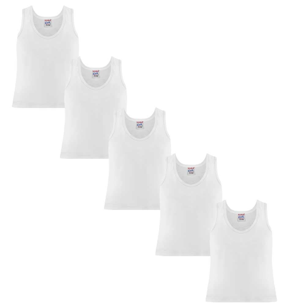 EVERKING Newborn Baby Cotton Sleeveless White Vest Combo (Pack of 5)-6-7 Years