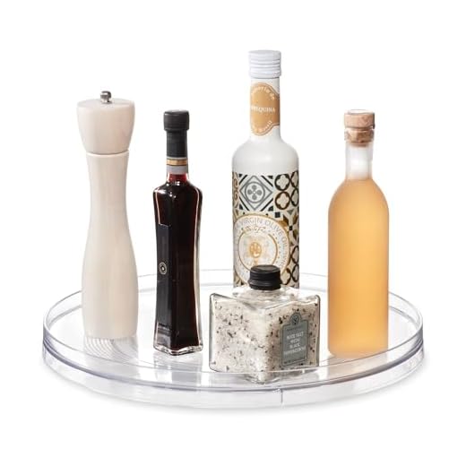 iDesign Linus Turntable Kitchen Organizer, Organization for Pantry, Countertop, Shelf, Table, Vanity, Bathroom, 14 Inches, Clear