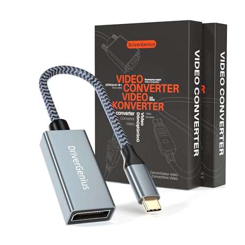 DriverGenius Adaptador USB-C a DisplayPort 8K/60Hz (Macho/Hembra) - Compatible con PC, Portátiles, Consolas de Videojuegos, Monitores, Conector Metálico (2 Piezas/Paquete)