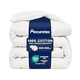 ACCURATEX 100prozent Baumwolle Bettdecke 200×200 cm, 450GSM Extra Weich und Atmungsaktiv, Hotel Premium Steppdecke Allergikerfre&lich mit Eckbändern, Winterdecke Kuscheldecke, Waschbar