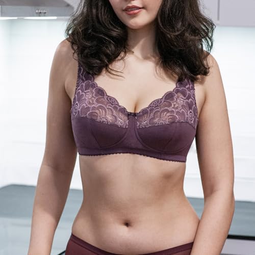 Image of Cotton Wireless Bra No Underwire Full Coverage Plus Size Sleep Minimizer