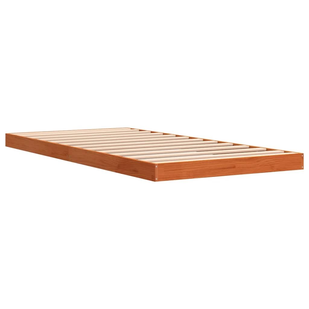 vidaXL Estructura de Cama Madera Maciza de Pino marrón Cera 75x190 cm, Marco de Cama, Muebles de Dormitorio, somier, Marcos de Cama, Cama
