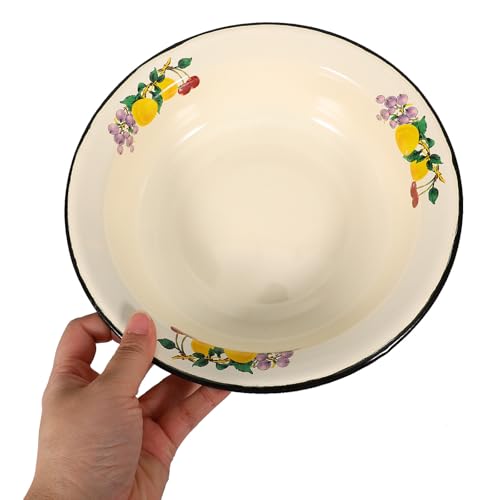 Bol à mélanger en émail blanc résistant de 22 cm avec bord noir chic