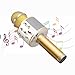 Rencantur Microfono Karaoke, Wireless Bluetooth LED Microfono Microfono Palmare Portatile con Altoparlante e Registrazione per Bambini Adulti Famiglia KTV Party Android/Iphone/Ipad/Pc(Oro)