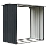 vidaXL Capannone da Giardino Aperto Ventilato Robusto Stabile Capanno Legname Struttura per Legna da Ardere in Acciaio Zincato 172x91x154 cm Antracite