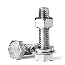 5/16-18 x 1-1/2" Hex Head Bolts Screws, Nuts, Flat and Lock Washers Assortment Kit, 304 Stainless Steel18-8, Machine Fully Thread, Bright Finish 10Sets