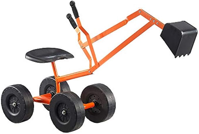 Albott Ride On Sand Digger Excavator Toys Working Crane with 8 inches Wheels and 360° Rotation Seat Outdoor Kids Sandbox